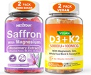 2Pack 沙发补充剂 Gummys + 2Pack Vegan Vitamin D3 5000IU K2 Gummys,全食品混合剂,椰油,镁