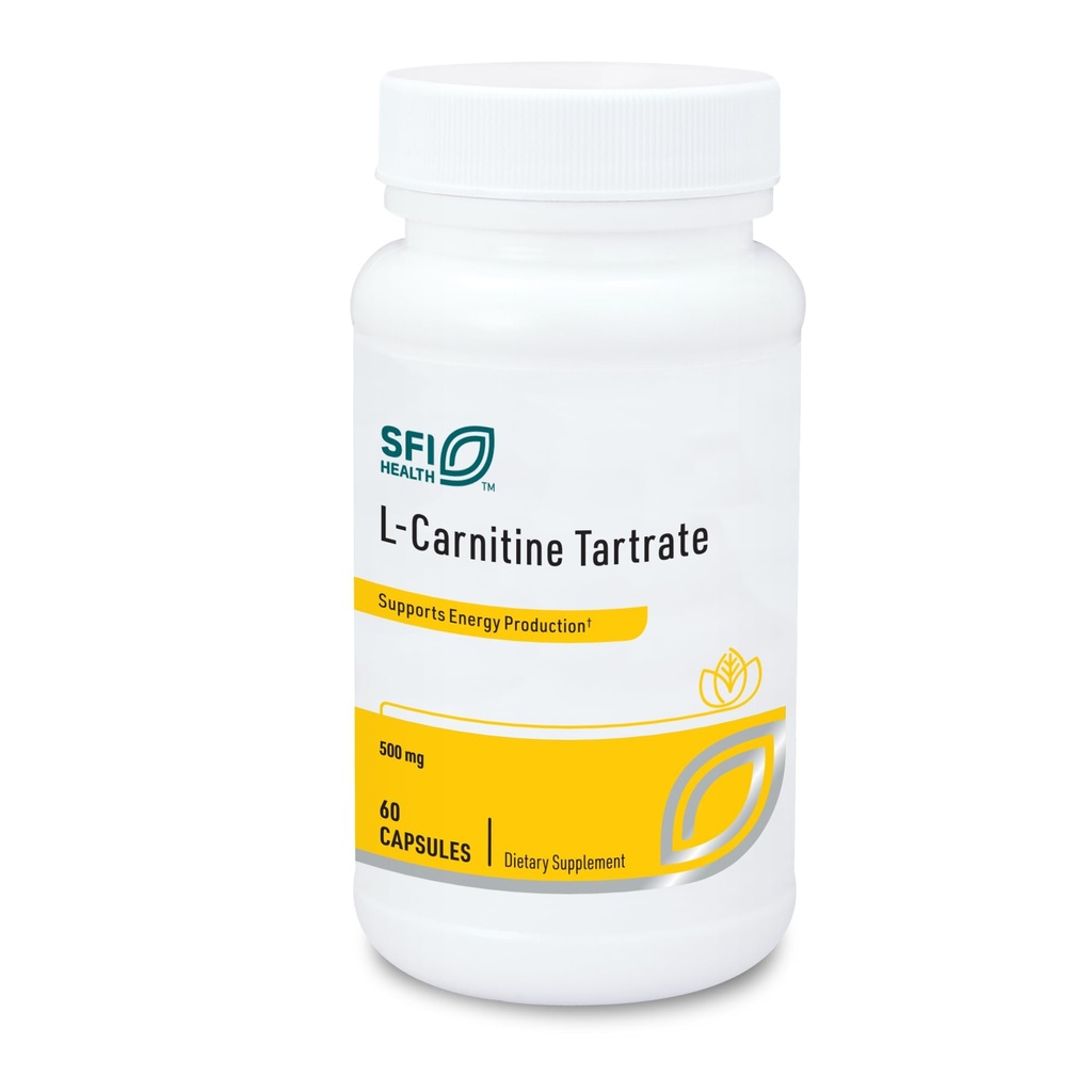 Klaire Labs SFI 健康 L-Carnitine Tartrate - 500 mg 氨基酸,稳定 L-Carnitine - 无合成 D-Carnitine(60 Capsules)