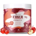 Fiber Gummys with Probiotics, 10G Fiber per service No Sweet 添加的苹果Flavor, 10亿 CMFU Probiotics Blend, 苹果苹果苹果醋醋,维生素C, 胰岛素, Brouting 支持 90 Count