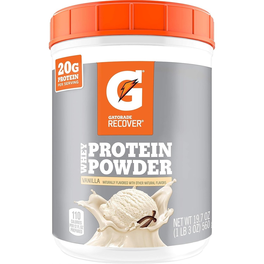 Gatorade Whey蛋白粉,20名Per Canister,20克蛋白质,香草,19.7奥兹