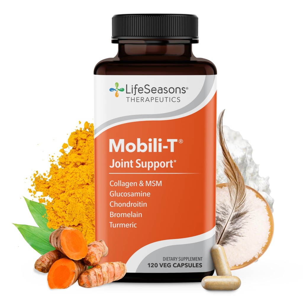 LifeSeasons Mobili-T - 联合支持补充 - 减少Aches和不适 - 增加运动范围 - 重建Tission & Cartilage - MSM Chondroitin Colagen Glucosamine & Turmeric - 120 Capsules