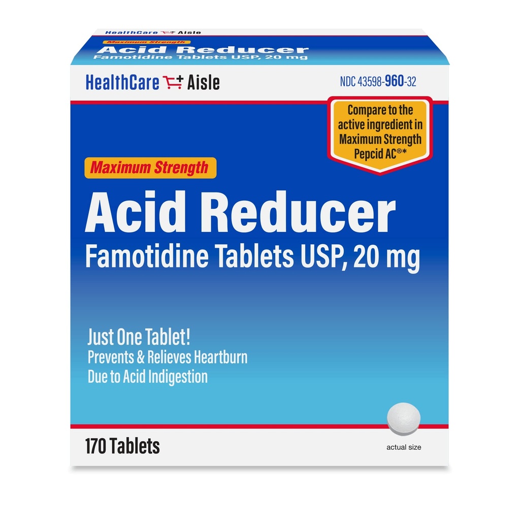 健康护理 Famotidine 20毫克、170片、最大强度减少酸剂、预防和因酸消化而导致心碎