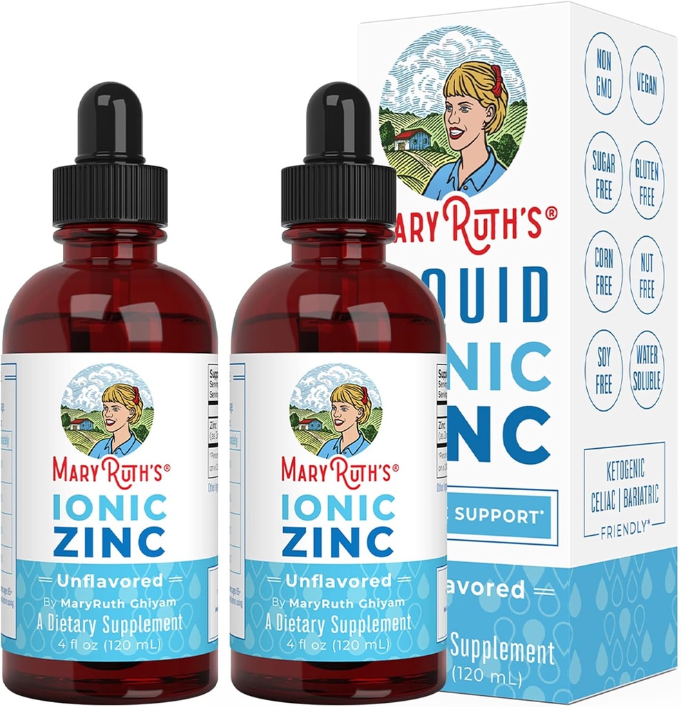 MaryRuth 有机体,Ionic Zinc 液滴用于免疫支持 4oz. (120毫升) 2 Pack
