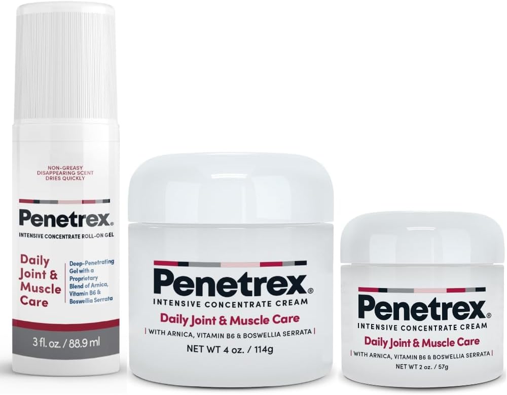 Penetrex 联合和肌肉治疗三重奏 - 给背部,颈部,手部,脚部舒缓安慰 - 精液全体,与Arnica,维生素B6 MSM & Boswellia - 2oz, 3oz, 4oz