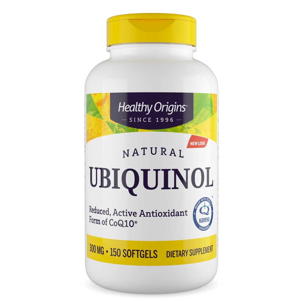 健康原产地 Ubiquinol(主动形式CoQ10),300毫克 - Ubiquinol 补充剂用于心脏健康和抗氧化剂支持 - Gluten-Free & Non-GMO 补充剂 - 150软胶
