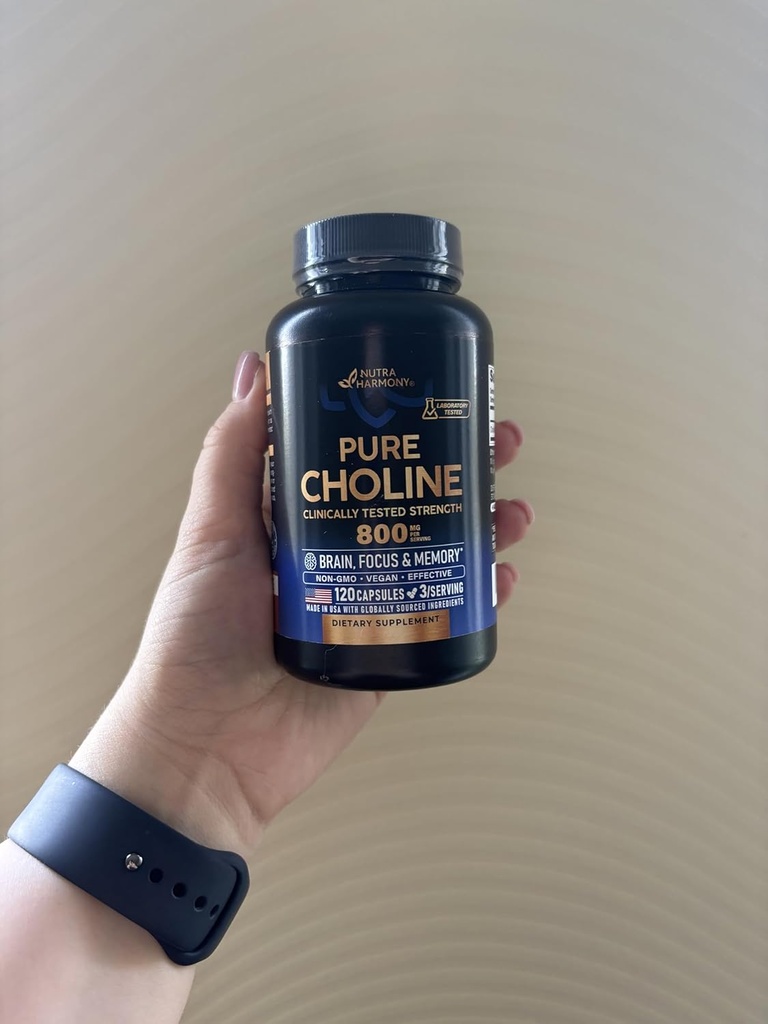 NUTRAHARMONY Choline 800 mg - 胆碱补充剂 - Vegan,非GMO,实验室测试 - 在美国制造 - 120 Capsules