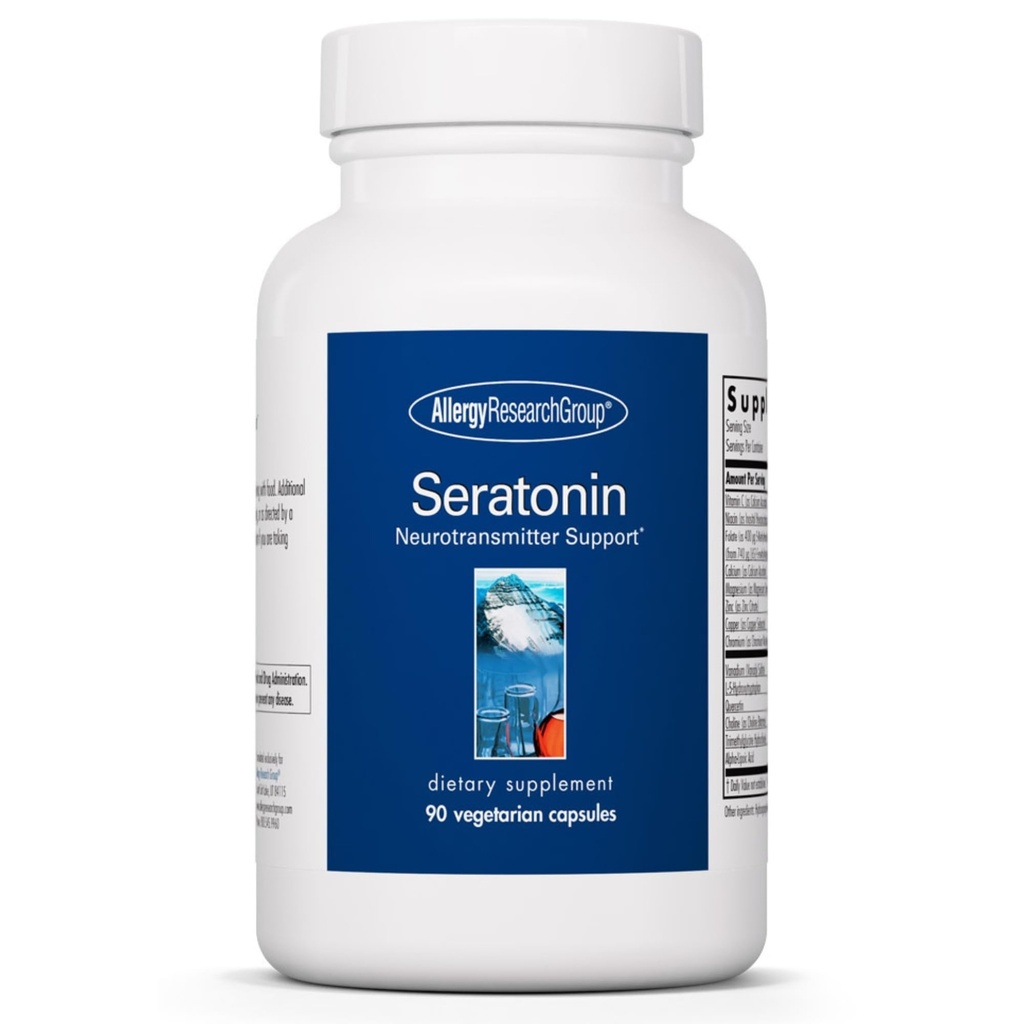 过敏性研究小组 Seratonin 补充剂 - Serotonin Booster,压力和睡眠支持, Serotonin 补充剂 男与女,Serotonin 药丸 - 90 蔬菜卡普尔斯