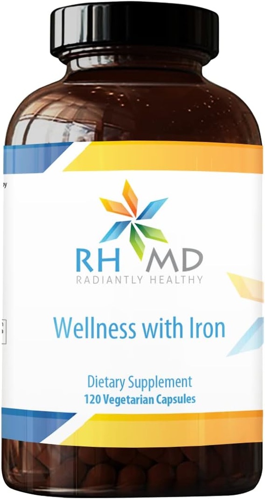 RHMD 健康与铁 - 饮食补充,1000 IU 维生素D, 免疫支持维生素 - 多维他命(120 Capsules)