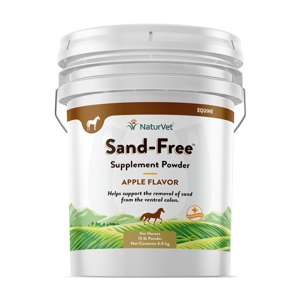 NaturVet Sand Free Horse Power Supplement – 支持健康肠道功能,从Ventral Colon清除沙粒 – 包括 Psyllium Husk, Apple Flavoring – 15 lbs.