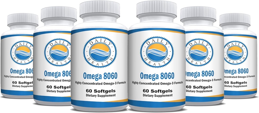 Omega 8060 24mg Omega 3 鱼油联合健康补编 60 软胶 - 6个月供应 - 6pk