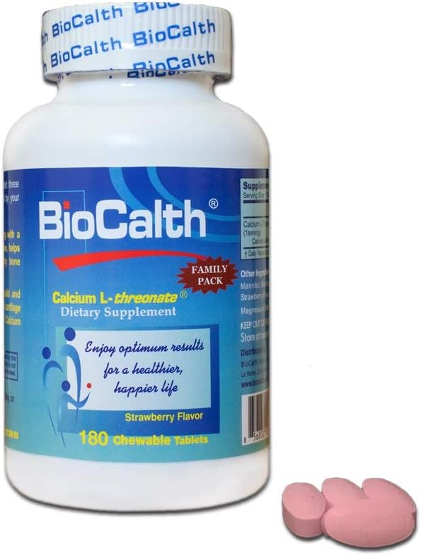 具有美国3种专利的唯一钙——BioCalth Calcium L-threonate 180 Chewable Tables, Family Pack with Great VALUE!