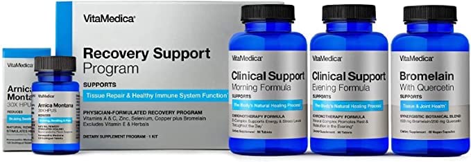 VitaMedica + 恢复支助方案 + Arnica Montana 30X + 自然后期外科补充 → 伤愈 → 疼痛救济 → 维生素 A → 维生素 C → 溴素 → Q u u  Zin  Zin  Zin  Zin Gluten Free