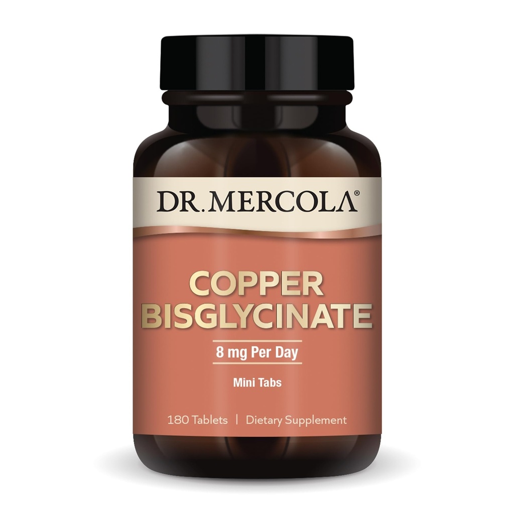 Mercola Copy Bisglycnate博士,90名服务员(180张),膳食补充品,每天8毫克,小型标签,支持整体健康,非转基因生物