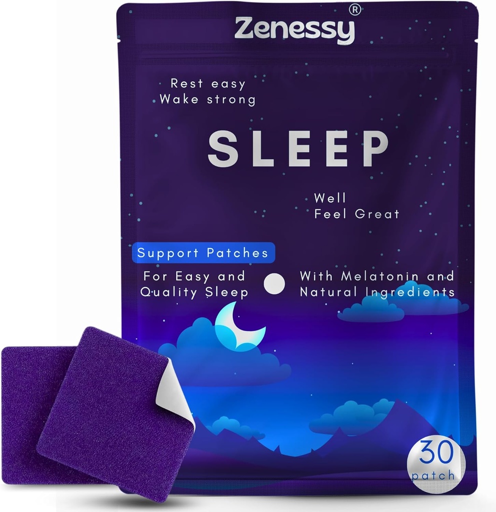 睡眠补丁 - 草药Melatonin, Valerian Root 和 镁浸泡的补丁促进更好的睡眠, 全夜休息和放松, 非哈比特形式, 易于应用, 30个补丁