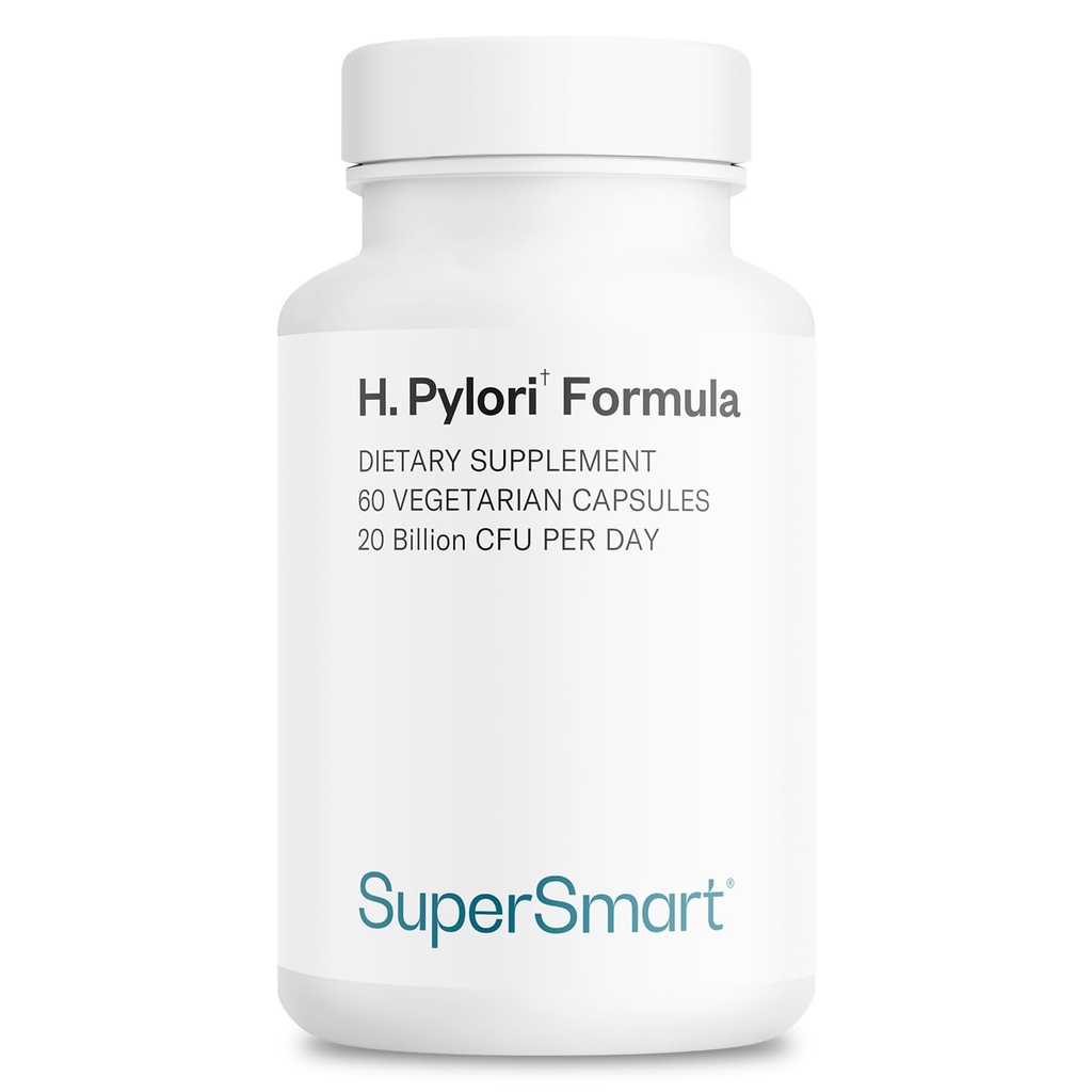 Supersmart H. Pylori公式 每日20亿 CMU(高概率) - 专利 Pylopass Probiotic Lactocillus Reuteri DSM 17648 Supplement QQ Non-GMO & Gluten Free - 60 蔬菜卡普尔