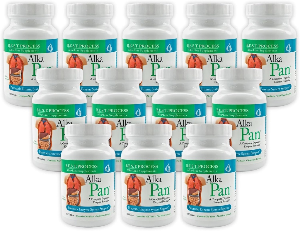 Alka • Pan(12 Pack) 最佳工艺 Alkaline – 天然消化剂补充剂 – Pancreatic Enzymes with Antioxidant-Rich Superfoods & 消化剂草药