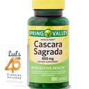Cascara Sagrada 450mg. 春谷 Cascara Sagrada 450mg 100 计数,全草 Cascara Sagrada 消化健康饮食补充 Capsules Bundle 与 Luall 的 45 糖尿病解码