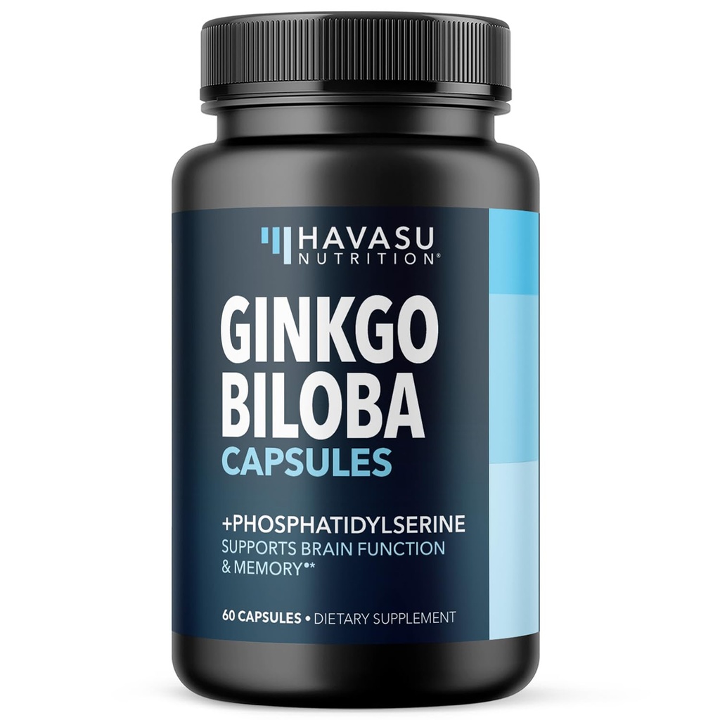 Ginkgo Biloba 120 mg 配有 Phosphatidylserine - 诺特罗比脑健康、记忆和焦点补充 - 支持认知功能、精神清晰和警觉 - 60 非GMO Capsules, 2个月供应