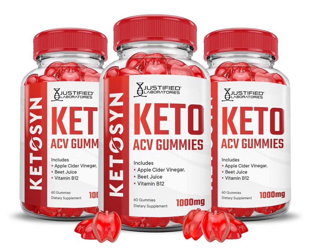 合理实验室(3 Pack Ketosyn Keto ACV Gummys 高级公式 1000MG Ketosyn Keto Gummys 苹果 Cider Vinegar 与石榴蜂蜜汁粉 B12 Vegan Non GMO 180 Gummys 配制的