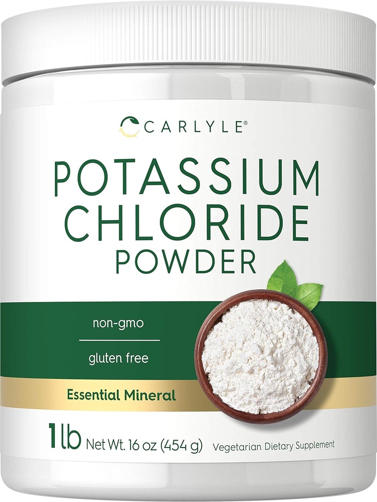 Carlyle Potassium 氯化石粉补充剂 16 oz → 食品级 → 盐代用品 → Vegan, 蔬菜, 非GMO, Gluten Free