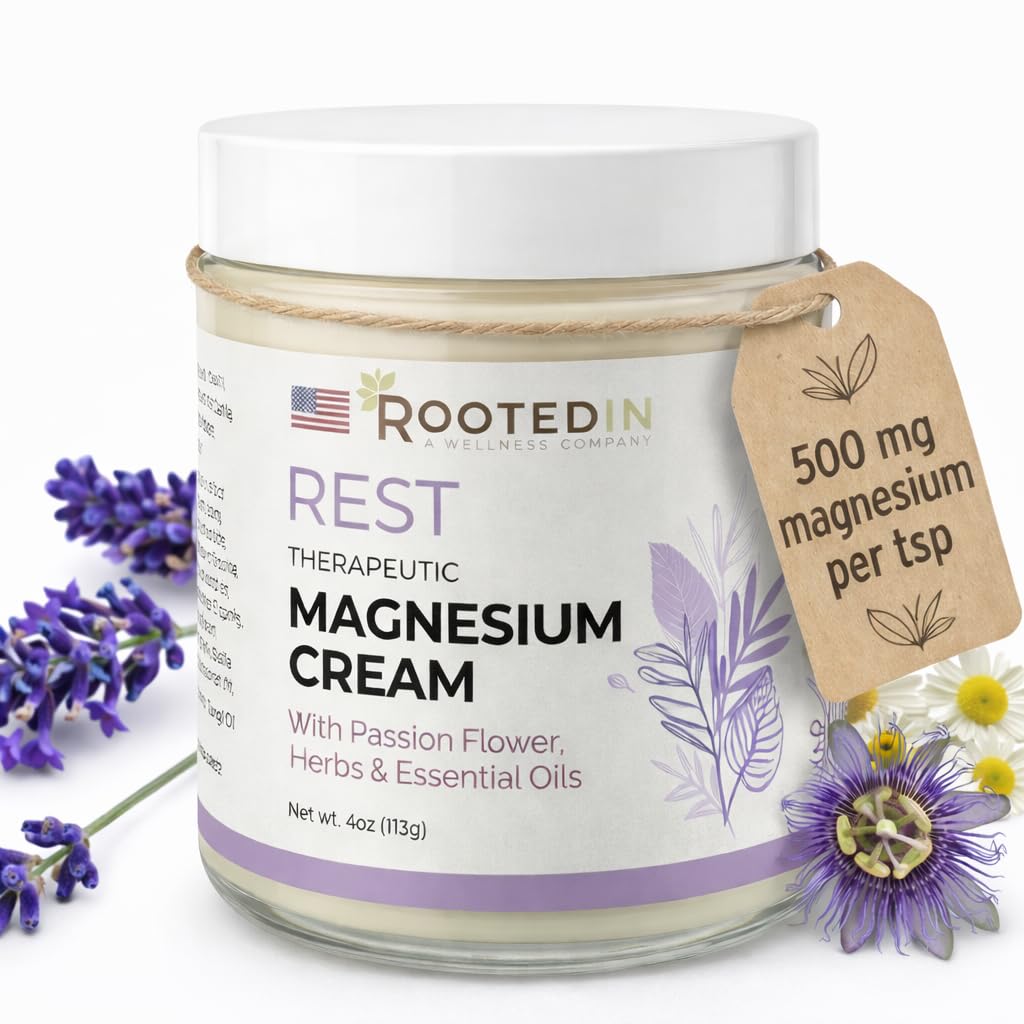根植于休眠的镁 Lotion – Science Backed Sleep Aid – 2X More 镁氯化物 – Fast, 有效放松与拉芬德, Passion Flower & Chamomile – 制造于美国 – 4 oz