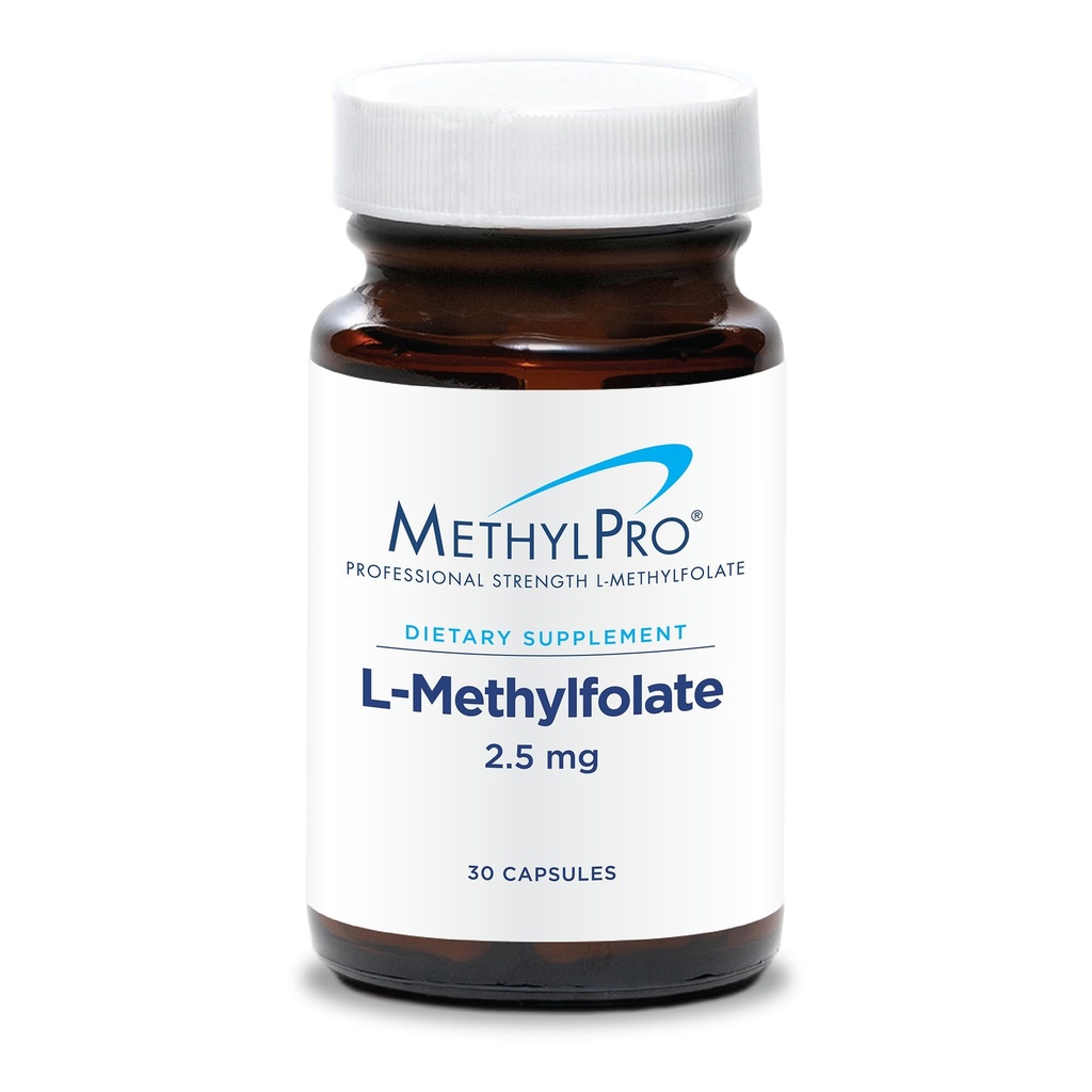 MethylPro L-Methylfolate 2.5 mg - 支持健康心智集 - 用于甲基化支持和生化反应的活性Folate - 高度生物可用性 - 弹性剂量 - 30 services - 30 capsules