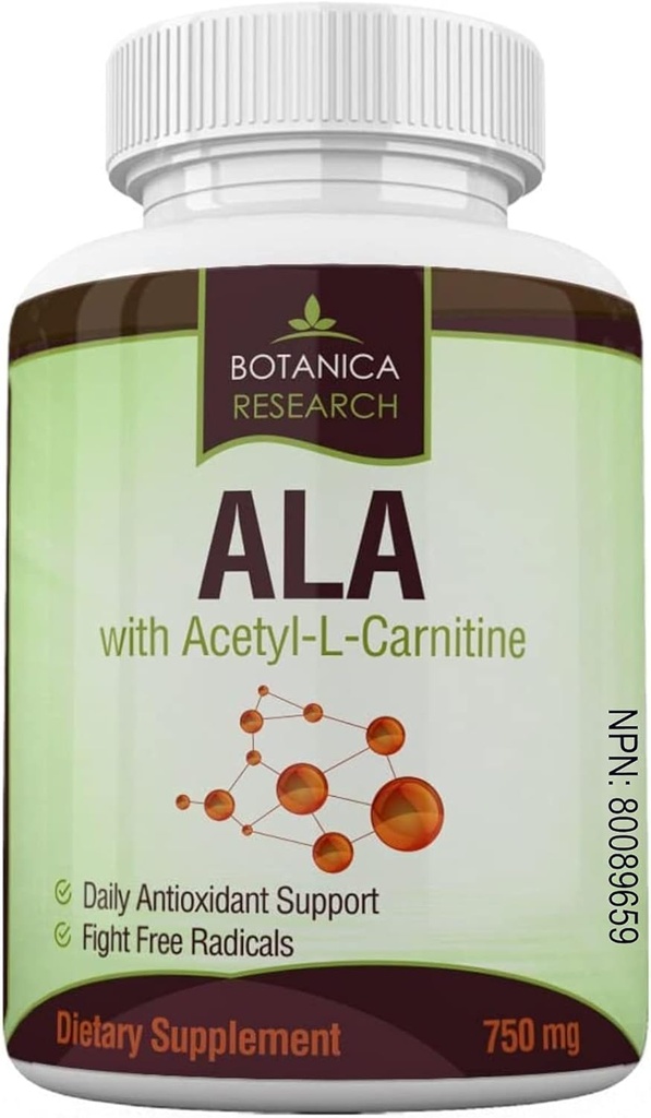 Alpha Lipoic Acid with Acetyl L Carnitine - ALA ALC 抗衰老健康与健康公式 支持神经健康,叮当脚,手,Limbs 60 维生素复合卡普尔