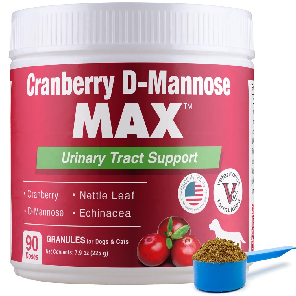 Cranberry D Mannose MAX - Dog Urinary Tract(UT) 健康,Bladder和肾支持补充 - 对Dogs-Granules的UTI Bladder控制(90剂量)
