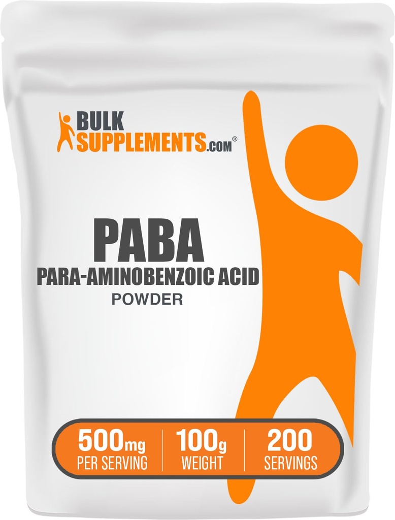 Bulk Assupports.com PABA 粉末 - 氨基苯甲酸,PABA 健康补充 - Vegan & Gluten Free, 每服500mg, 100g (3.5 oz) (一袋)