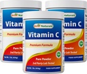 最佳自然品 100% 纯维生素C 粉末 非GMO 1 lb(454格拉姆) 粉末(又称 Ascorbic Acid)(1 LB(3包))