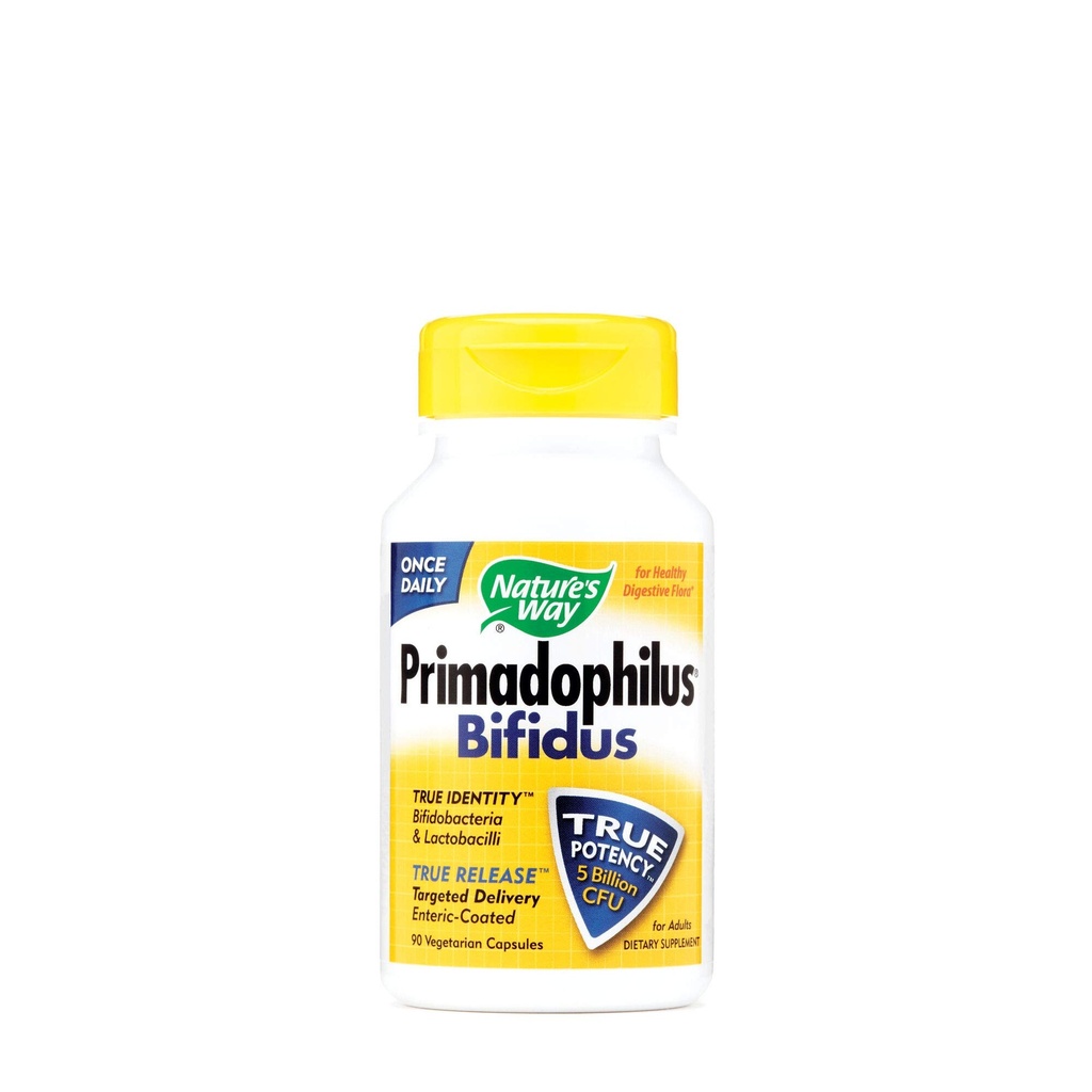自然之路 Primadophilus Bifidus Probiotic, 支持消化植物*, 每卡普尔5亿活的Probiotic Cultures, Lactobacilli, Bifidobacteria, 90 Capsules (Package May Vary)