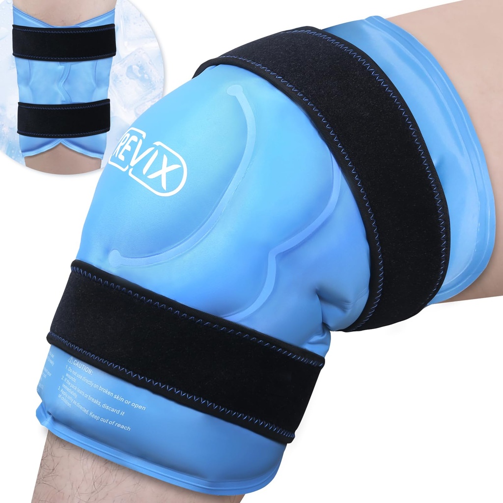 REVIX 20XXXXXL 膝盖冰块包装环绕整个膝盖, 额外的大冰块包装用于减少腿部不适,冷压缩治疗, 复用冰块包装用于背部, 肩部放松, 工作后恢复