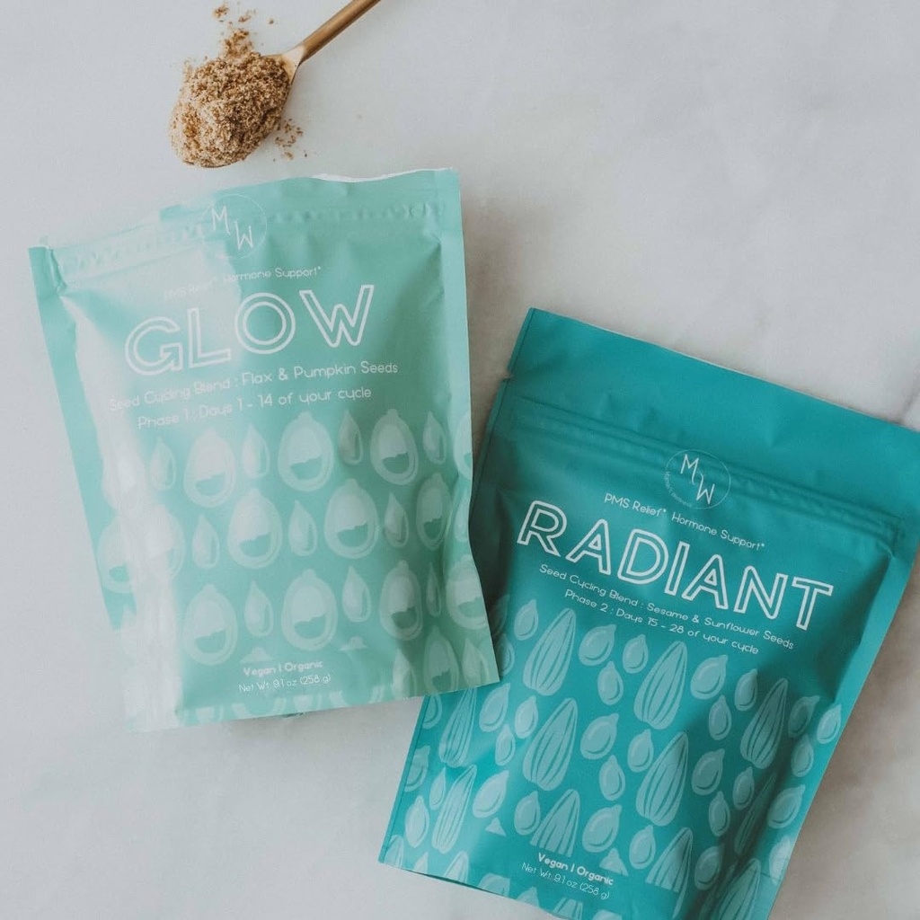 Manski's Wellness Glow & Radiant种子循环 Kit QQ PMS支持 有机种子循环 QQ 天然荷尔蒙平衡 QQ Ease Cramps QQ 减轻循环症状 QQ Vegan 补充