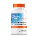 博士最佳betaine HCI Pepsin & Gentian Bitters,蛋白质分解和吸收的消化酶,非GMO,Gluten Free,120 Caps,原版