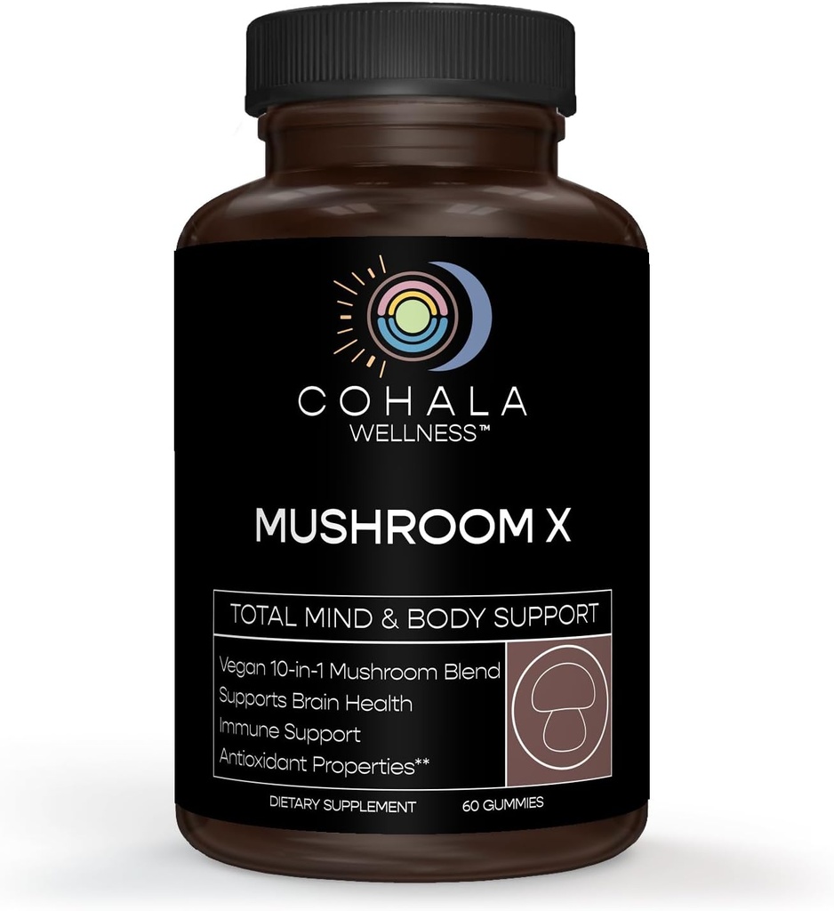 蘑菇X - 维根蘑菇Gummys Complex 10in-1 Blend - Reishi Turkey Tails Lions Mane 补编 - 脑,免疫支持,能源,压力救济 - 60 Gummys