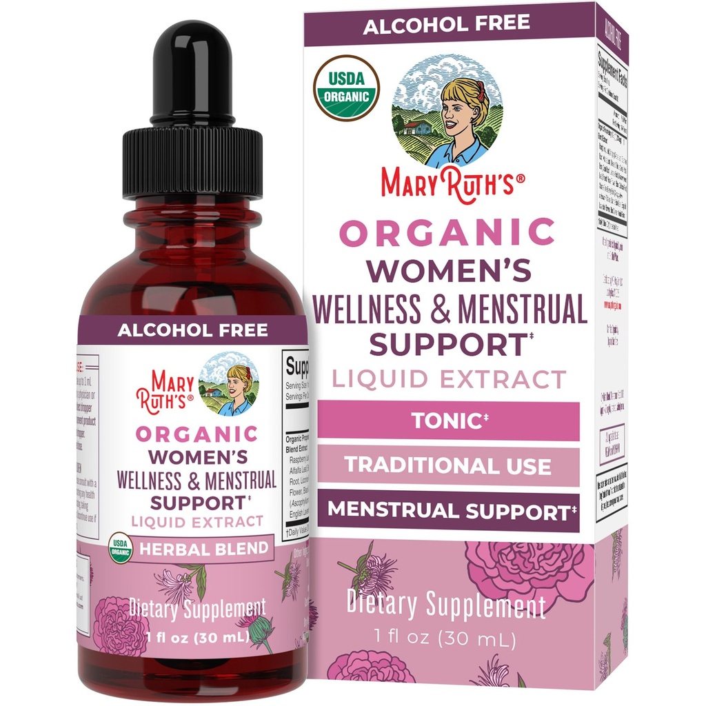 MaryRuth 有机体 USDA 有机妇女健康液体草药补充剂 包括: Sting Nettle、Raspberry Leaf、Eleuthero Root、Chaste Tree Berry = 月经支持 = = = 非GMO、维冈