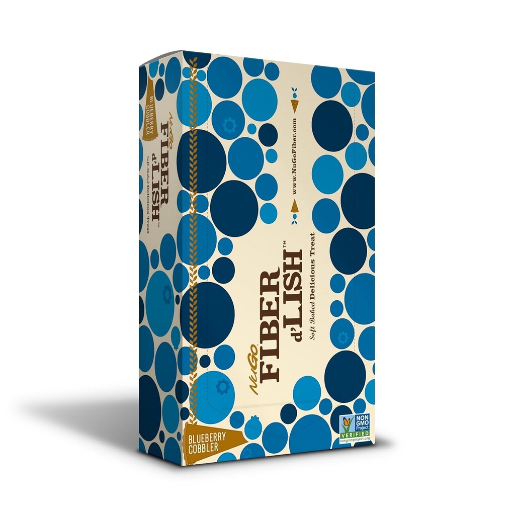 NuGo Fiber d'Lish Blueberry Cobbler, 12g 高纤维, Vegan, 150 卡罗里, 1.6 Ounce (16号包)