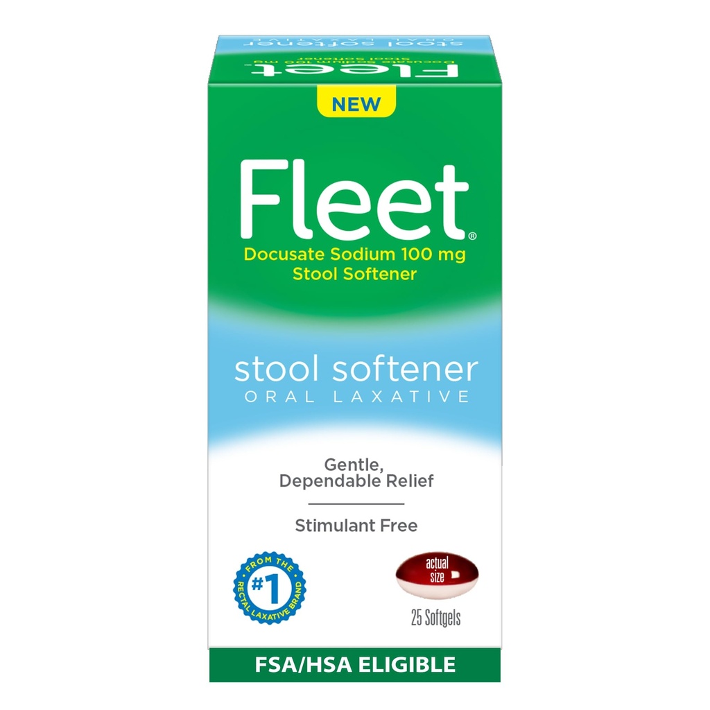 Fleet Stoole Sweeder, " 温和和可依赖便秘的无兴奋剂口服泻剂 " ,25个软胶伯爵