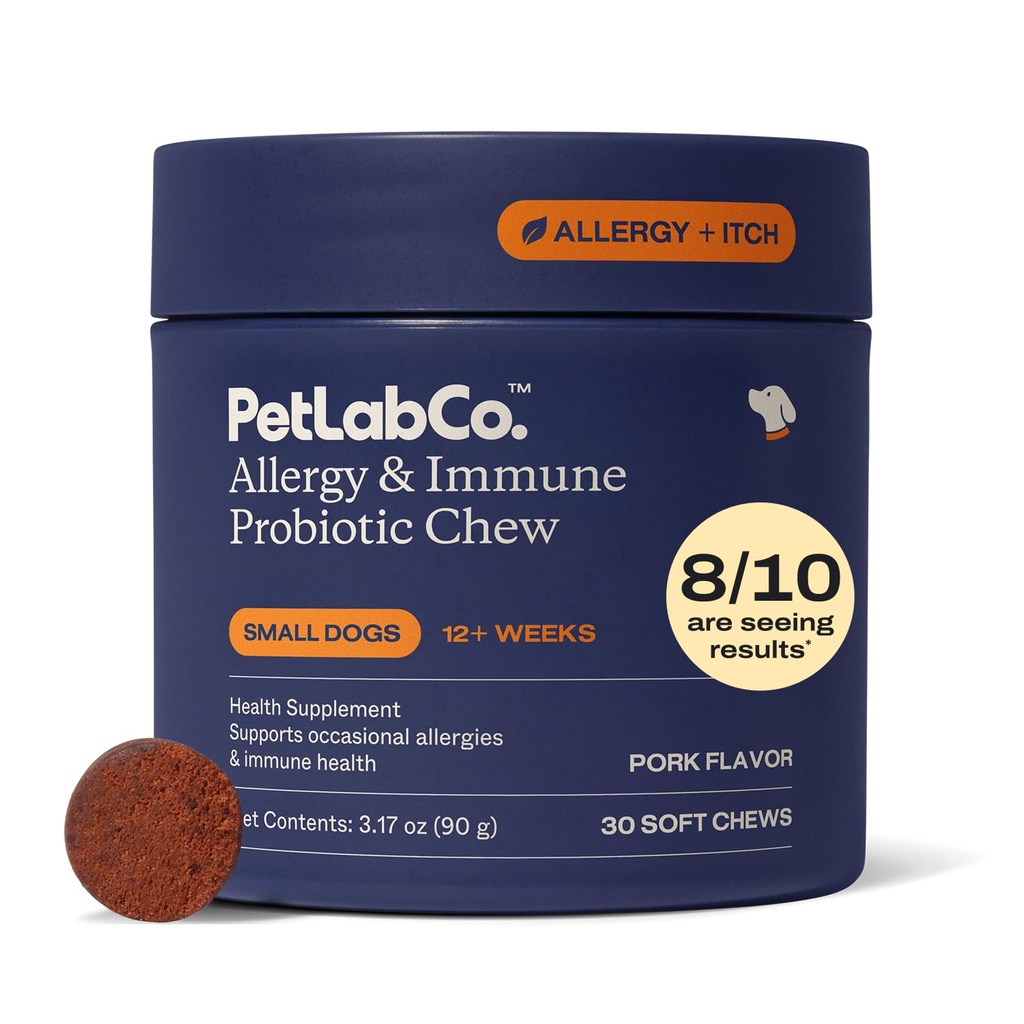 PetLab公司对狗的过敏和免疫性日用品,支持Yeast生产、季节性过敏、间歇性偏激、Gut & 消化性健康——30只小狗的厨艺——包装May Vary