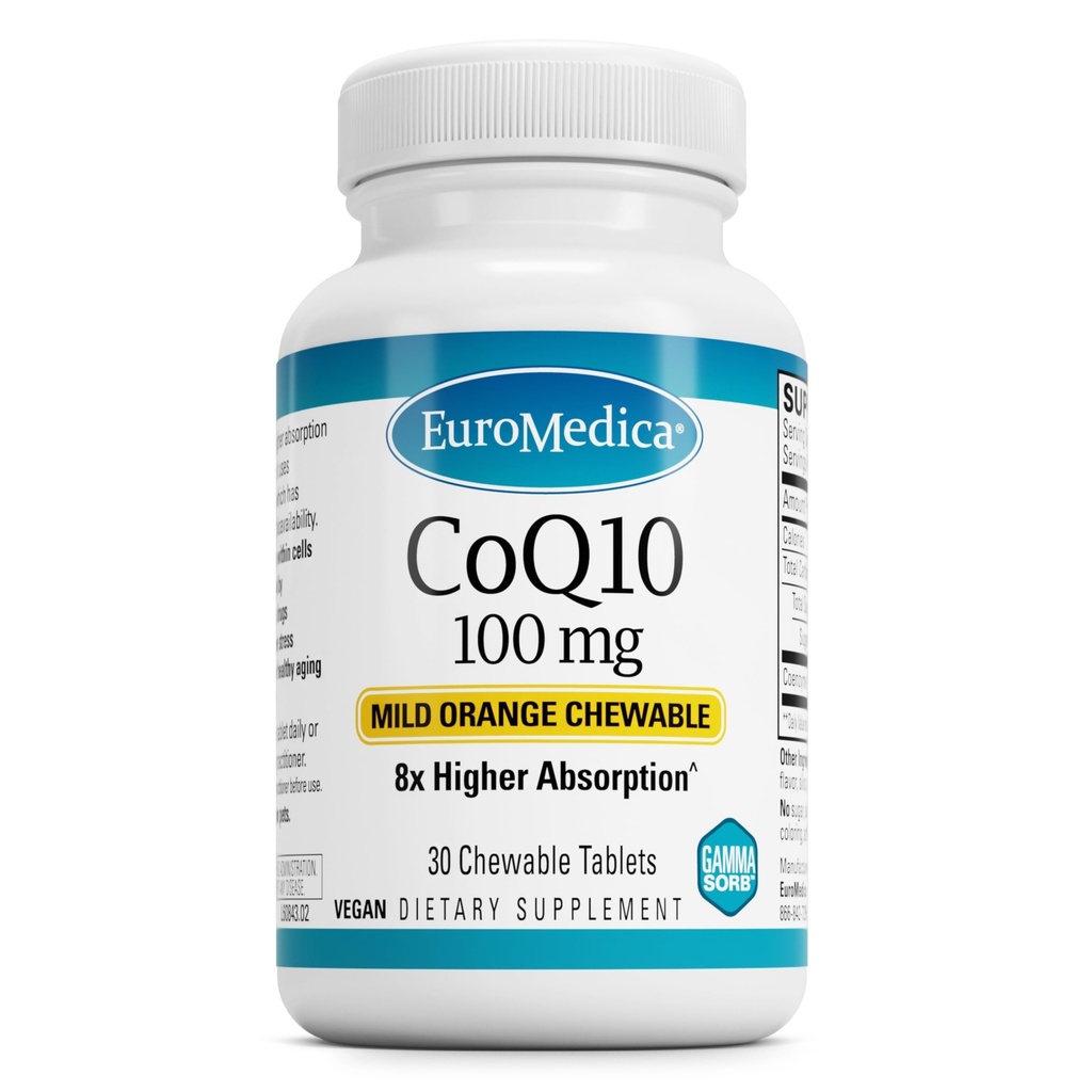 EuroMedica CoQ10 100 mg - 细胞能量支持补充剂 - 高吸收性 CoQ10 厨艺补充剂 - 帮助健康老化和脑健康营养补充剂 - 30 厨艺餐具