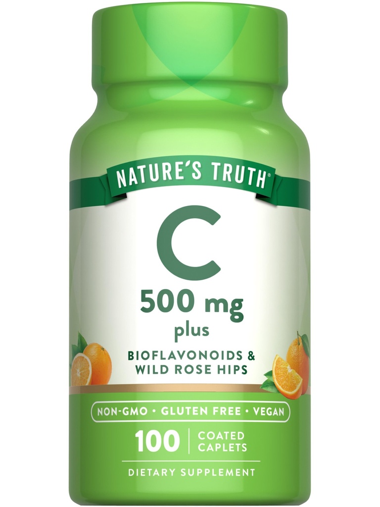 大自然的真理维生素C 配有玫瑰皮和Bioflavoids | 500 mg | 100 卡普莱特 | Vegan, Non-GMO & Gluten Free
