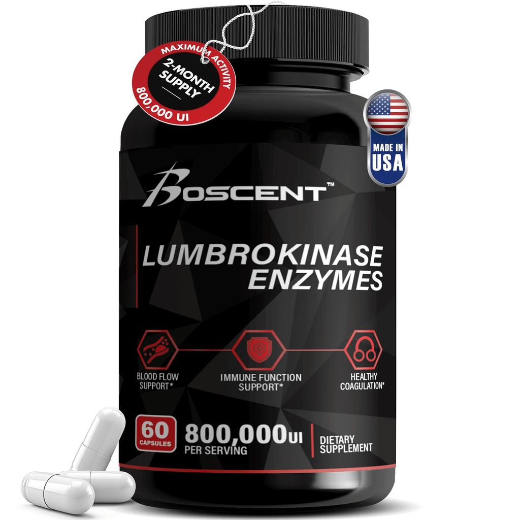 氨基酶补充40mg(60 Capsules) - 最大活性-800,000 UI - 纯氨基酶消化酶,比Serrapeptase Nattokinase补充酶更好,实验室测试过,非转基因O