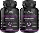 健康草莓加卷饼(Health dose Elderberry Plus Capsules) – 配有维生素C,D3,锌,硒等11种营养物的免疫支持补充剂 – 120 Veggie Capsules, 2-Month Supplement Pack of 2
