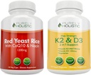 纯全真红酵母大米1200mg 配CoQ10 & Niacin + 维生素 D35,000 IU(125mcg) & K2 MK7 90mcg Bundle - 270 蔬菜卡普苏尔 - 在美国制造