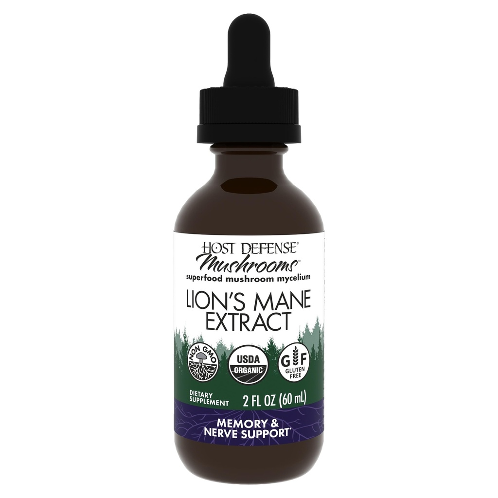 主机 防卫蘑菇 狮子的马内提取物 - 狮子的马内液体补充剂用于脑健康 - 蘑菇支持焦点和记忆功能 - Immune & Nervous System Support - 2 fl oz (60 services) *
