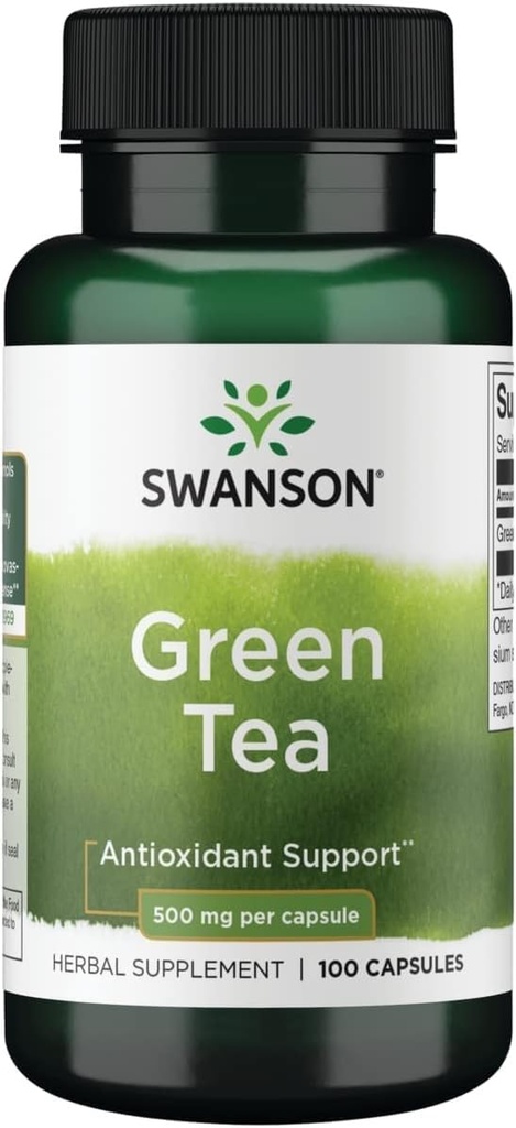 Swanson Green Tea 提取剂补充剂 - 抗氧化剂富含剂 - 500 MG Green Tea 叶粉 - 100 Capsules