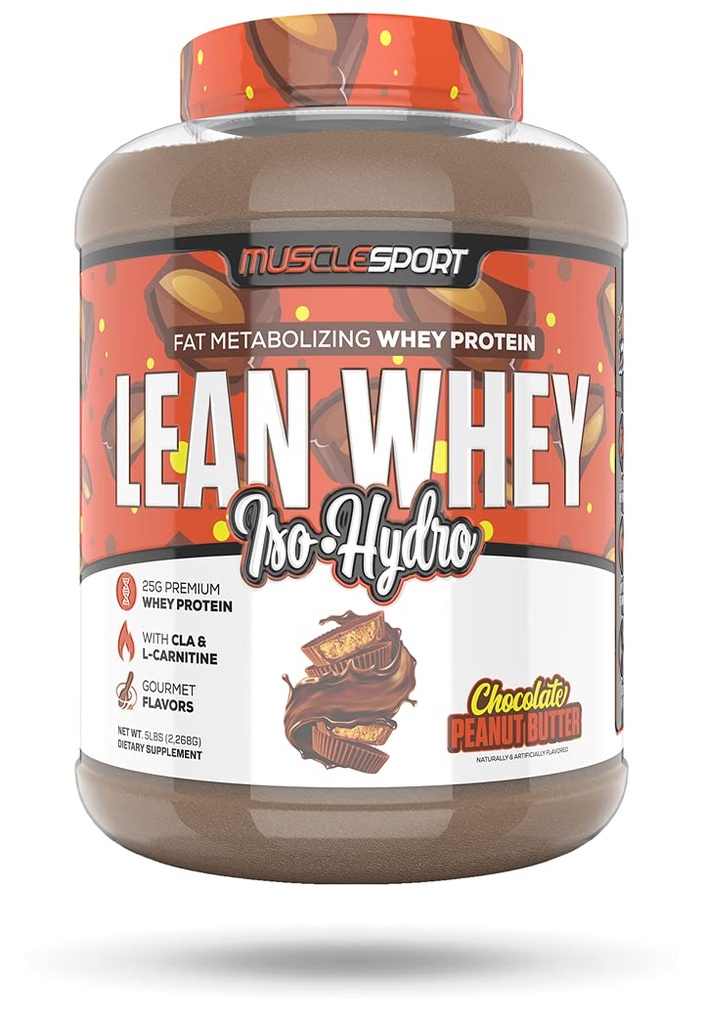 肌肉运动 Lean Whey 革命 TM 蛋白质粉 - Whey 蛋白质隔膜 - 低卡路里, 低碳, 低脂肪, 不可思议的火焰 - 25g 蛋白质/ Scoop - 5lb 巧克力花生酸