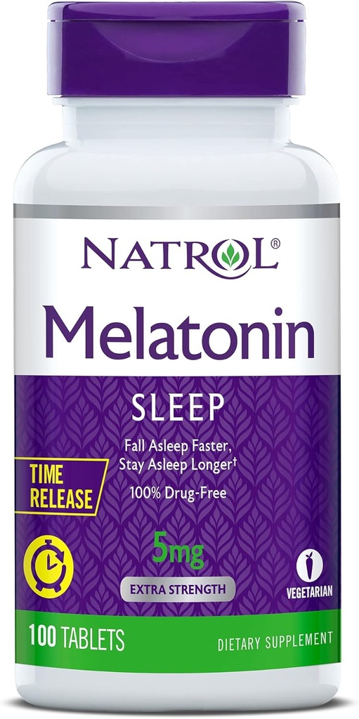 Natrol Time-Release Melatonin 5 mg, " 休眠的饮食补充 " *,100张平板电脑(2页),200天供应