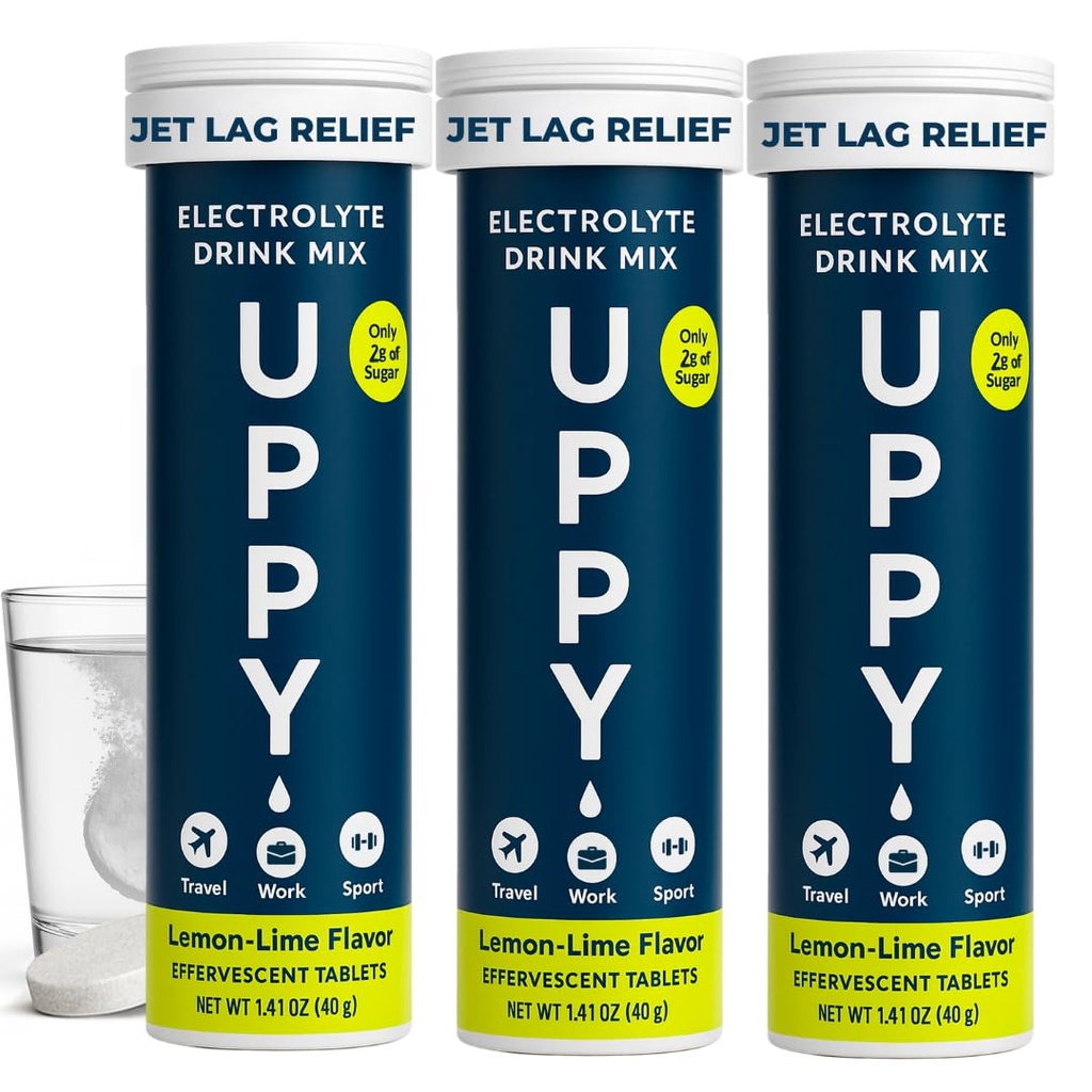 Uppy! Lemon-Lime 电解液液晶片 – 30 count (3x10) – 溶液在水中快速还水 – 用于旅行,体育和节日 – 便携式电解液井饮料