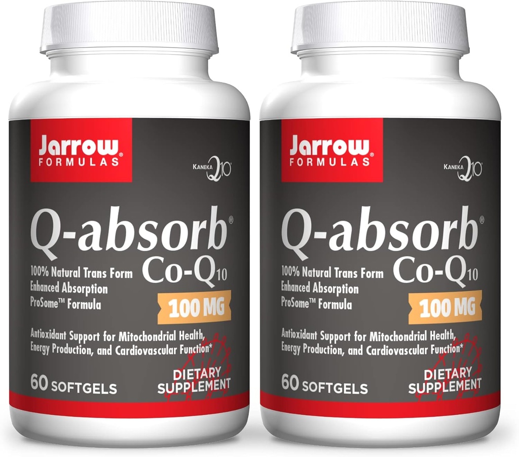 Jarrow公式 Q-Absorb Co-Q10 100 mg-60 Softgels, pack of 2 - 高吸收 Co-Q10 - 抗氧化剂支持 Mitochondrial Energy生产和心血管健康 - 最多120总服务量